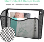 EASEPRES 3 Single Pocket Mesh Hanging File Organizer, Vertical Wall Mounted Magazine File Holder, Mount Basket Mail Paper Document Folder Organizing for Office, Home and School, Black