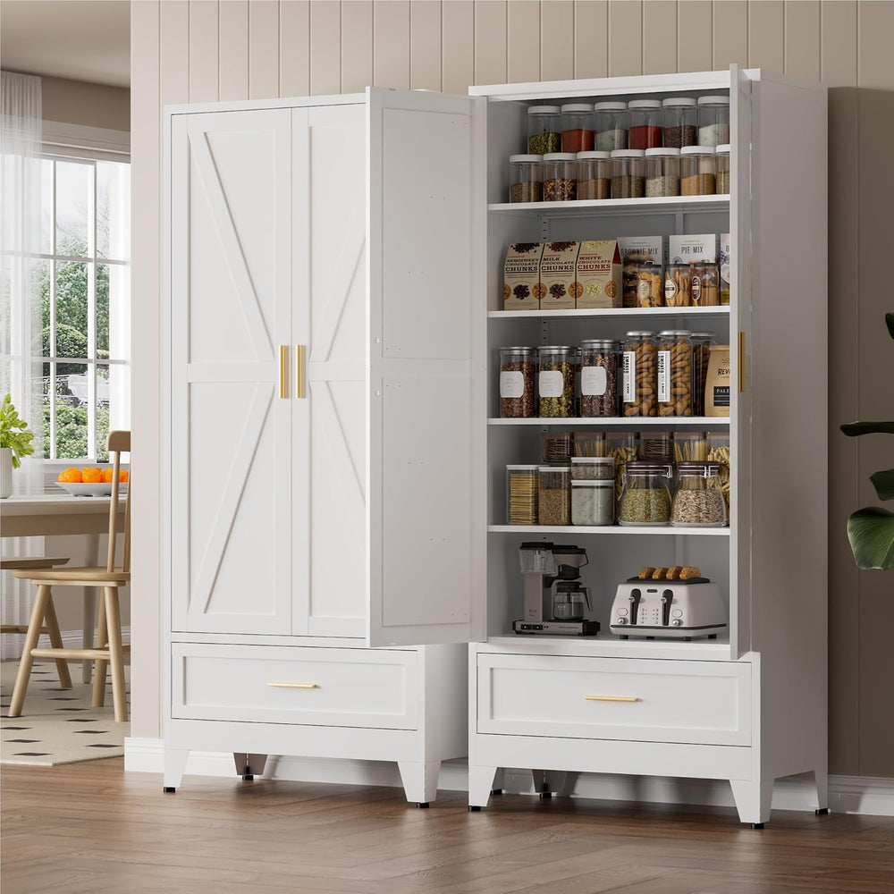 LCAOPC 71" Tall Metal Pantry Storage Cabinet with Drawer and Adjustable ...