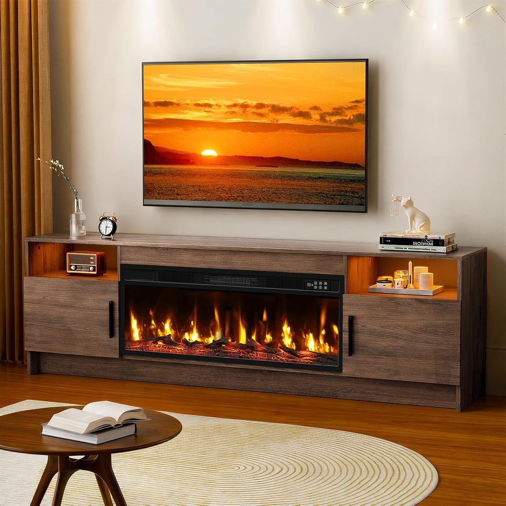 Kucreiheat Fireplace TV Stand for 65-80 inch TV, Large Entertainment Center w...