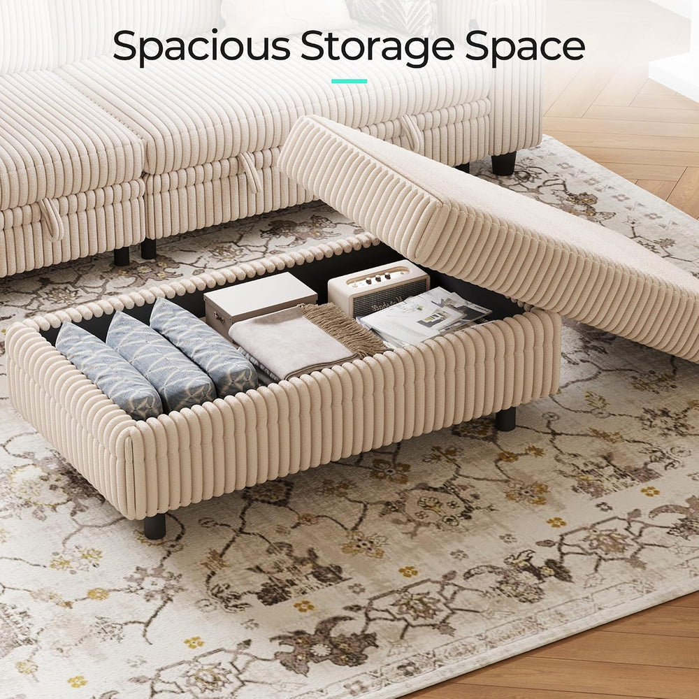 LINSY HOME Storage Ottoman Bench, 40" Convertible Coffee Table Plush Cor...