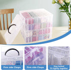 VTG Bead Organizer Box, 112 Pcs Small Organizers, 3-Tier Bead Storage Containers Portable Organizer and Storage Box Stackable Plastic Cases for Bracelet Making DIY Jewelry Nail Charms