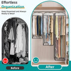 LANDNEOO 6 Pack Clear Garment Bags for Hanging Clothes with Zippers on Double Sides - 32&40&60" Long Suit Bags - 10'' Clothes Storage for Coat, Dress, and Fur in Closet