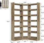 70.8" Tall Corner Bookshelf and Bookcases, 7 Tiers Morden Large Etagere Bookcases Storage Display Rack with Baffle, Industrial L-Shaped Bookshelves for Bedroom, Home Office, Living Room, Brown