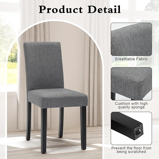 LSSPAID Dining Chairs Set of 2, Modern Stylish Fabric Upholstered Parson Chai...