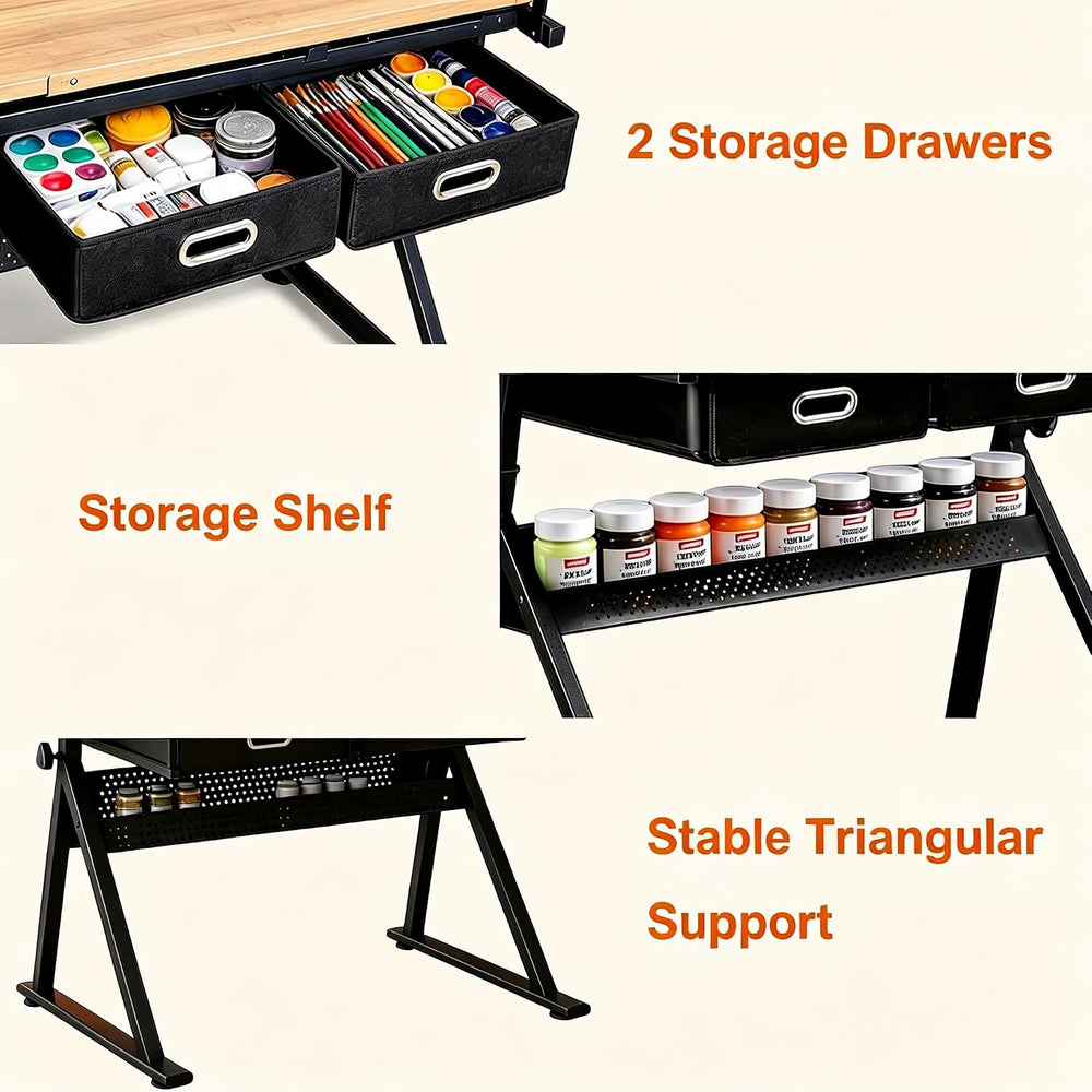 Garvee Height Adjustable Drafting Table, 0-75° Tilting Tabletop | Drawing Tab...
