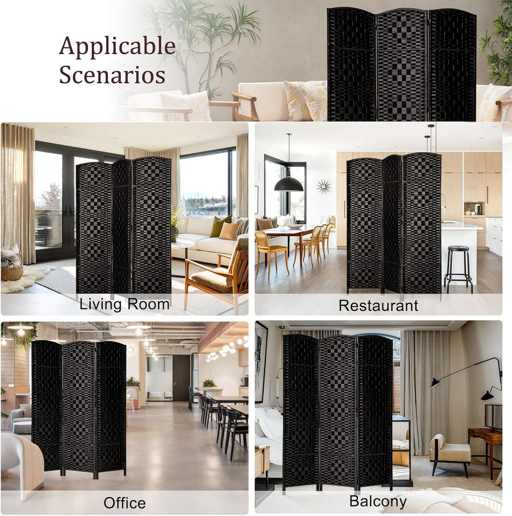 RHF Room Divider Panel,Partition Room Dividers,3Panel Privacy Screen,Black