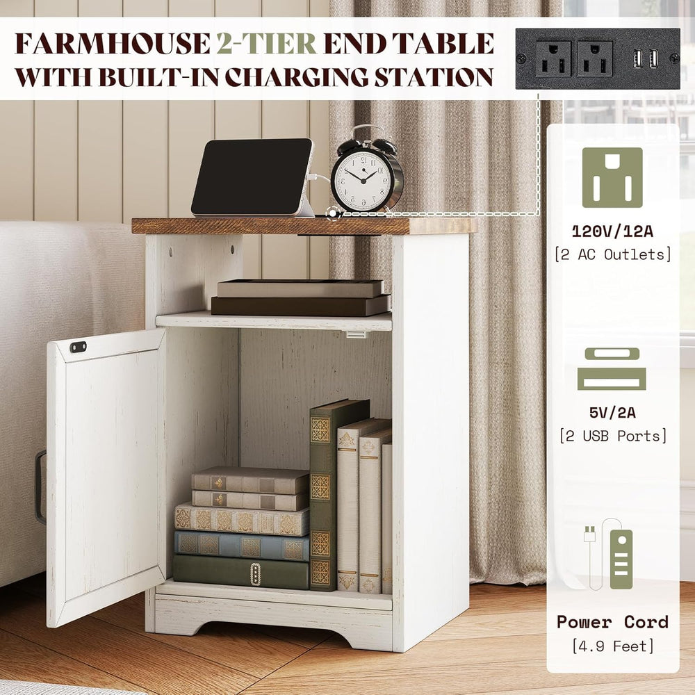 AMERLIFE 3 Piece Farmhouse Living Room Coffee Table Set, Distressed White | C...