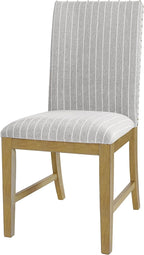 HomePop Upholstered Wood Apron Dining Chair - Light Gray Stripe (Set of 2)