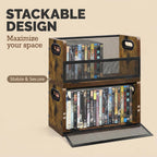 DVD Bluray Storage Rack 3-Pack with Handles, Holds 28 DVD or 32 Blu-ray Cases per Rack | Portable DVD Case Holder for Desktop, Closet, Video Games, Books & Movies