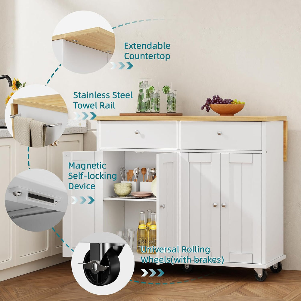 Shintenchi Kitchen Island w/Dropleaf Rolling Kitchen Table w/Seating