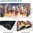 Six Snowmen Gaming Mouse Pad 31.5"x11.8"Desk Mat Anti-Slip Rubber Base & Durable Stitched Edges for Gamers Smooth Mouse Writing Surface for Desk Office/Home