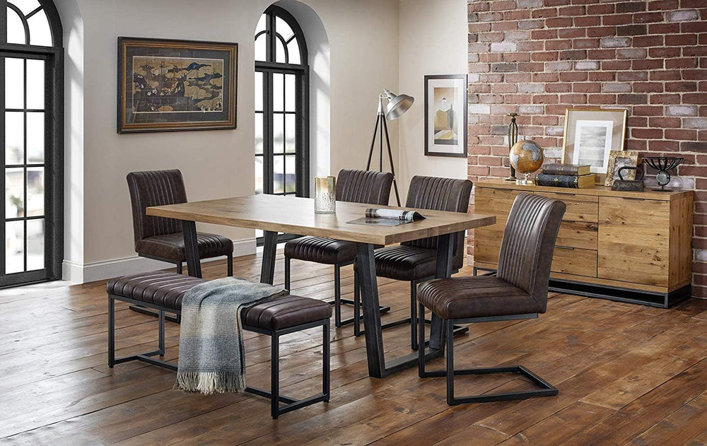 Julian Bowen Brooklyn Upholstered Bench, Brown, Height: 47, Width: 121, Depth...