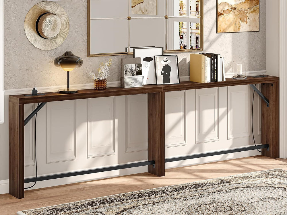 TIQLAB Sofa Table, 110 inch (1.2'' Thick Tabletop) Long Console Table...