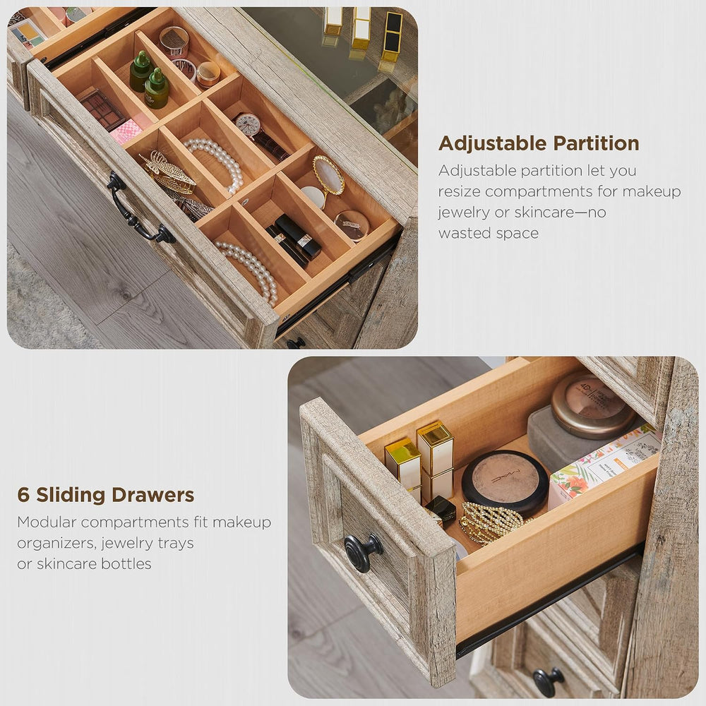 T4TREAM 48" Farmhouse Vanity Desk with Mirror and Lights,Makeup Vanity |...