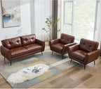 TYBOATLE Sofa Couch 61" Small Loveseat Couches for Living Room Leather Couch Mid Century Modern Tufted Mini Sofa Comfy Office 2 Seat Settee Love Seat Loveseat for Small Spaces Bedroom (3, Brown)