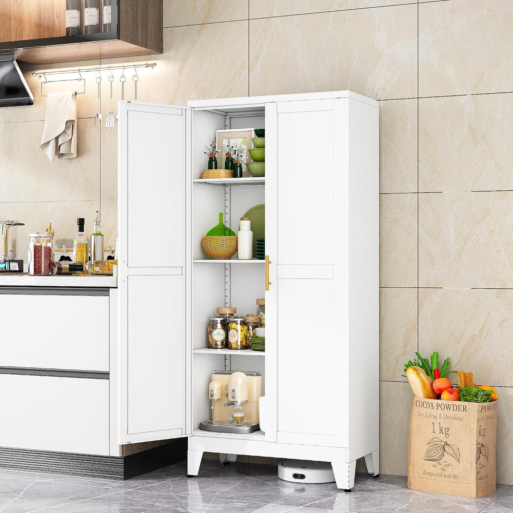 erosoei Metal Pantry Storage Cabinet, Kitchen Storage Cabinets with Adjustabl...