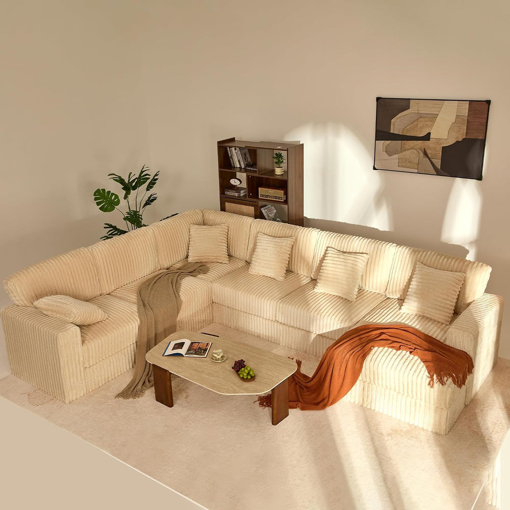 GOSUHI 139" U-Shaped Cloud Couch, Modular Sectional, Deep Seats, White |...