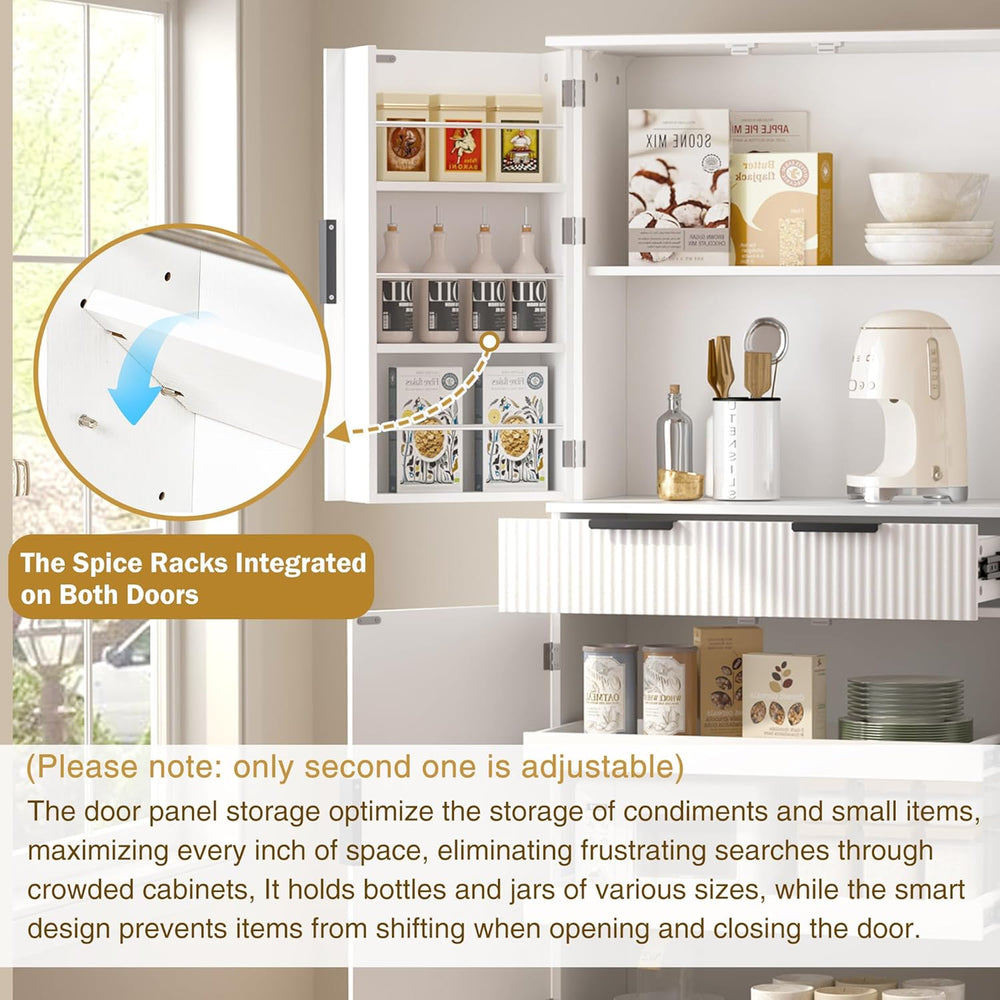 Modern Kitchen Pantry Cabinet, 71" Height Tall Freestanding Cupboard wit...