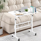 Small Standing Desk Adjustable Height, Portable Treadmill Desk, Mobile Table Ideal for Laptops and Tablets,White