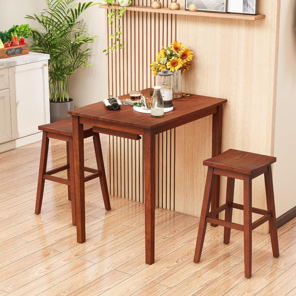 Giantex Bar Table and Chairs Set - 3-Piece Counter Height Dining Table Set wi...