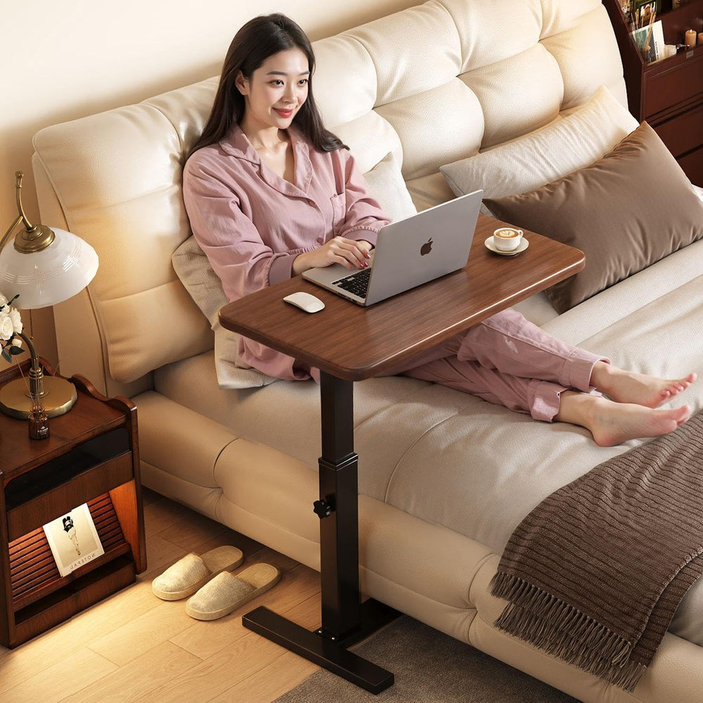 C-Shaped Side Table, Flexible Laptop Table and Bed Table with Tilting Table T...