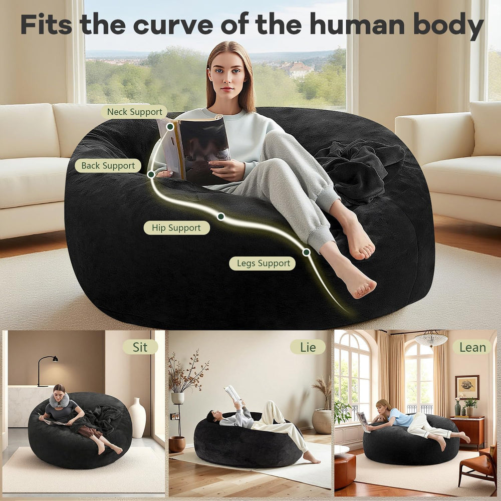 4FT,Big Bean Bag Chairs for Adults,Bean Bag with Filler Included,Memory Foam ...