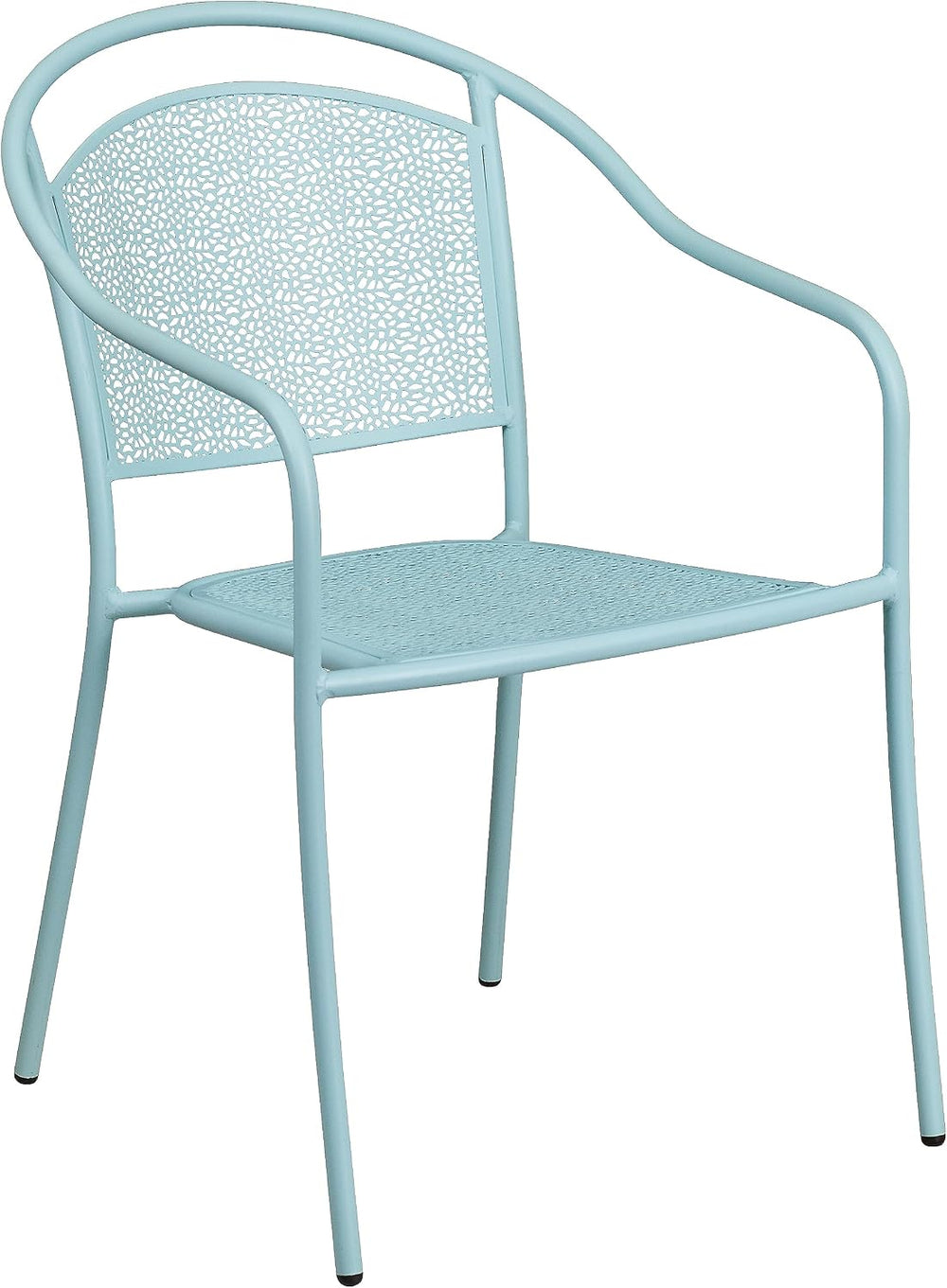 Flash Furniture Commercial Grade Sky Blue Indoor-Outdoor Steel Patio Arm Chai...