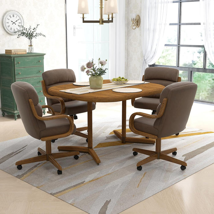 Chromcraft 5-Piece Square Round Expandable D9550 Dining Set-Chestnut-Mocha