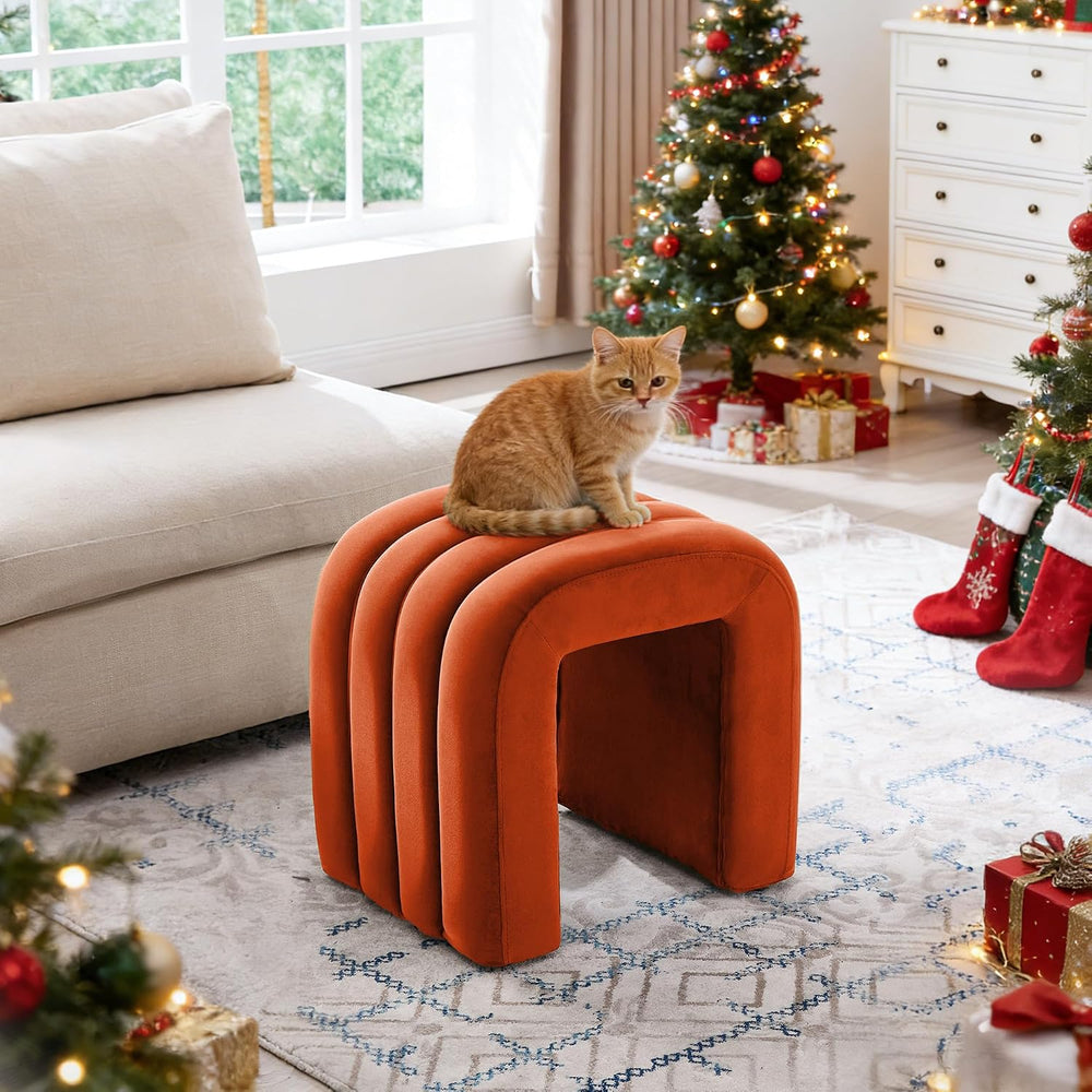 Multi-Functional Ottoman Stool Set of 2, Footrest for Couch, Modern Vanity St...