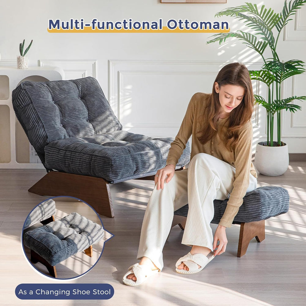 MAXYOYO Accent Chair with Ottoman, Lounge Chair with Adjustable Backrest | Tu...