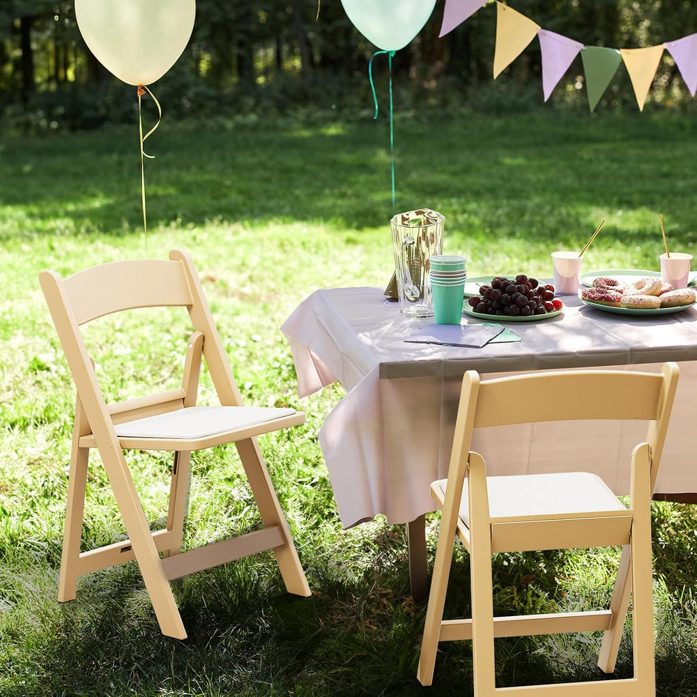 VINGLI Resin Folding Chairs with Cushion, Foldable Plastic Chair with Comfort...