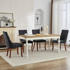 Black Mid Century Dining Chairs Set of 4, Modern Kitchen & Dining Room Chairs Set of 4, Linen Upholstered Kitchen Chairs, Sillas de Comedor, Wood Legs (Black, 4 Pcs)