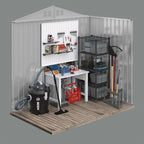 Outdoor Sheds 6FT x 4FT Outdoor Storage, Metal Anti-Corrosion Utility Tool House with Lockable Door & Shutter Vents，Outdoor Waterproof Garden Tool Metal Storage Sheds（Grey）