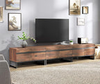 WAMPAT 3-in-1 Modern TV Stand for Up to 110 Inch TVs, Large Wood Entertainment Center Media Console with Storage Cabinets and Metal Base for Living Room, Brown