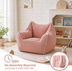 Pink Kids Bean Bag Chair, Stuffed Kids Bean Bag Sofa with Filler Corduroy Bean Bag Seat for Girls, Small Comfy Lazy Sofa Lounge Chair with Armrests and Back Support for Gaming, Reading, Pink