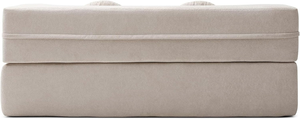 75" Convertible Folding Sofa Bed, 2-in-1 Full Size Floor Boneless Couch Bed, Loveseat sleeper Couch, Memory Foam Floor Sofa Sleeper SofaBed, Small couches for small spaces, No Assembly (Khaki)