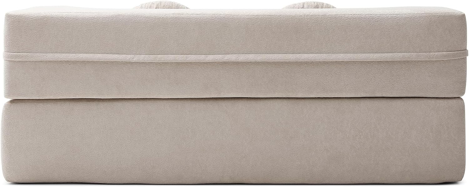 75" Convertible Folding Sofa Bed, 2-in-1 Full Size Floor Boneless Couch Bed, Loveseat sleeper Couch, Memory Foam Floor Sofa Sleeper SofaBed, Small couches for small spaces, No Assembly (Khaki)