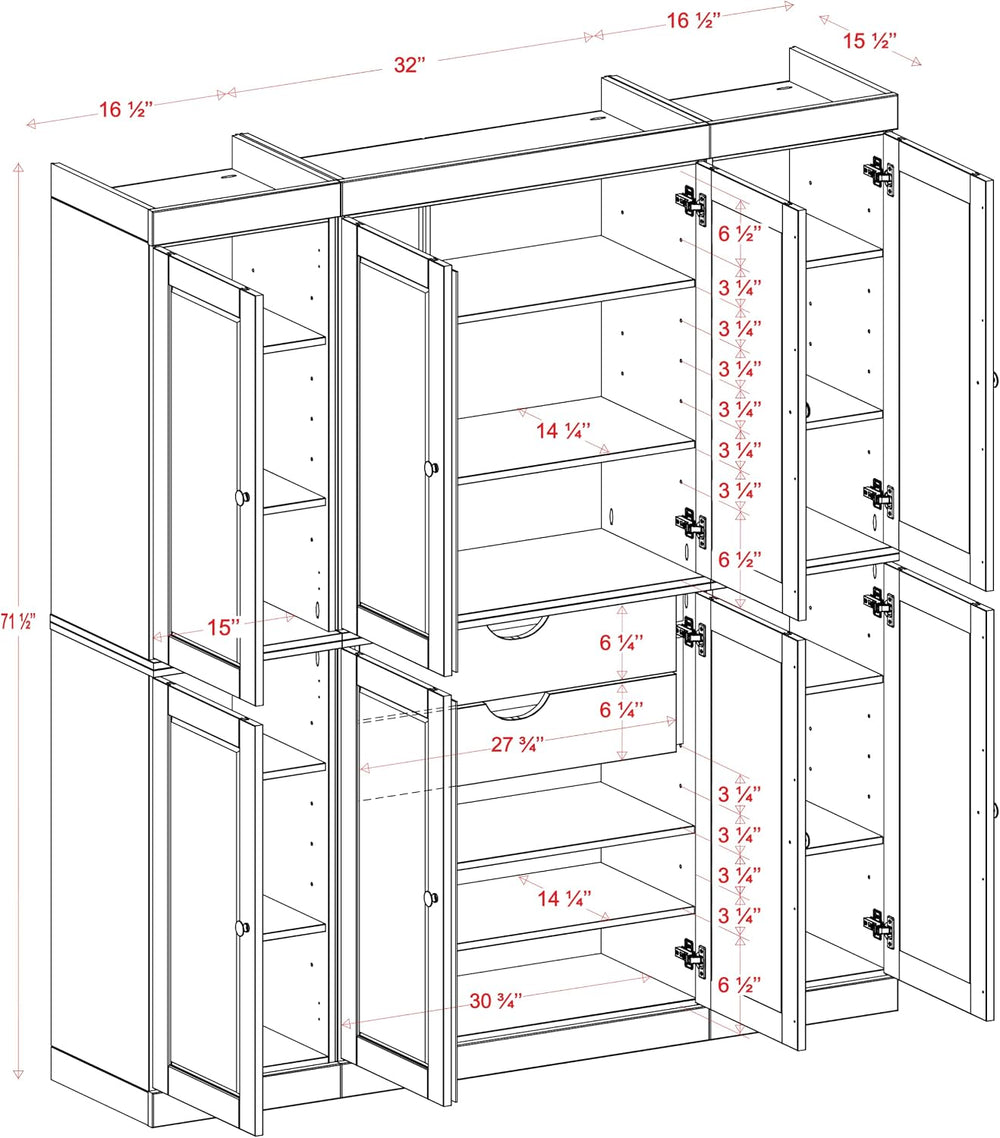 Palace Imports Solid Wood Storage Cabinet – 71.5" H x 65" W - Tall ...