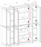 Palace Imports Solid Wood Pantry Cabinet - 71.5" Tall, 65" Wide - Wooden Storage Cabinet w/ 2-Drawer Kit & Adjustable Shelves - Beige, Renewable Eco-Friendly 100% Wood, Made in Brazil