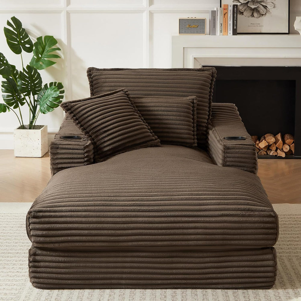 47.2"Oversized Chaise Lounge Chair Indoor,Corduroy Reading Chair with Cu...