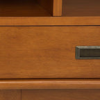 SIMPLIHOME Draper 22 inch Mid-Century Modern 6 Cubbie Bookcase with Drawer (Set of 2) in Teak Brown for The Living Room, Study Room and Office