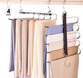 HOUSE DAY Pants Hangers Space Saving, Wood Jean Hangers for Closet, Non Slip Multi Functional Pants Rack Hanger Multiuse Pant Organizer for Closet Space Saving Hangers for Pants (4PACK, Black)