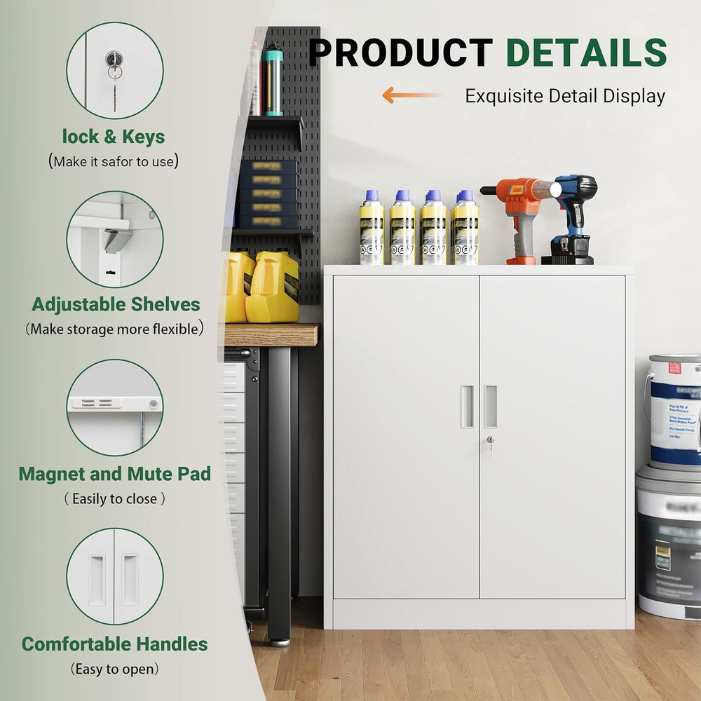 CJF Pantry Cabinet, Metal Pantry Storage Cabinets with Doors and 2 Adjustable...