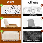 WENTMENT Modern Accent Chair, Armchair with Natural Rattan Armrest, Upholstered Living Room Chair Comfy Single Sofa Chair for Hosting Room/Bedroom,White