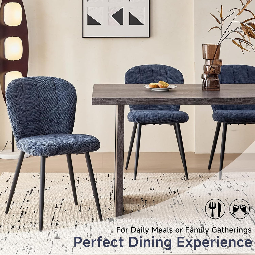 Dining Chairs Set of 4, Upholstered Chenille Fabric Kitchen Chairs with Wingb...