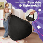 HABUTWAY 2 FT Bean Bag Chair,Giant Bean Bag Chairs,Big Bean Bags with Memory Foam Filled, Large Beanbag Chairs with Soft Corduroy Cover-Black