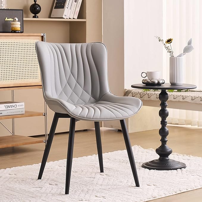 YOUTASTE Dining Chairs Set of 2, Mid Century Modern Upholstered Faux Leather ...