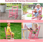 Kids Rocking Chair, Design Support Ages 3-6 for Outdoor, Pink | Solid Wood Toddler Baby Rocker, High Backrest & Rounded Armrests and Ergonomic, Living Room or Reading Room Use