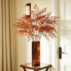 Large Leopard Amber Glass Vase, Luxe 11.8” Brown Decorative Centerpiece, Translucent Vintage Tortoise Shell Vase for Pampas Grass, Boho Modern Farmhouse Home Decor