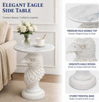 Modern Ivory Eagle Accent Table - 24.41" Minimalist White Resin Eagle Head Pedestal Table with 17.72" Round Faux Marble Top, Unique Animal Art Sculpture Side Table for Chic Home Decor, 24.25 LBS